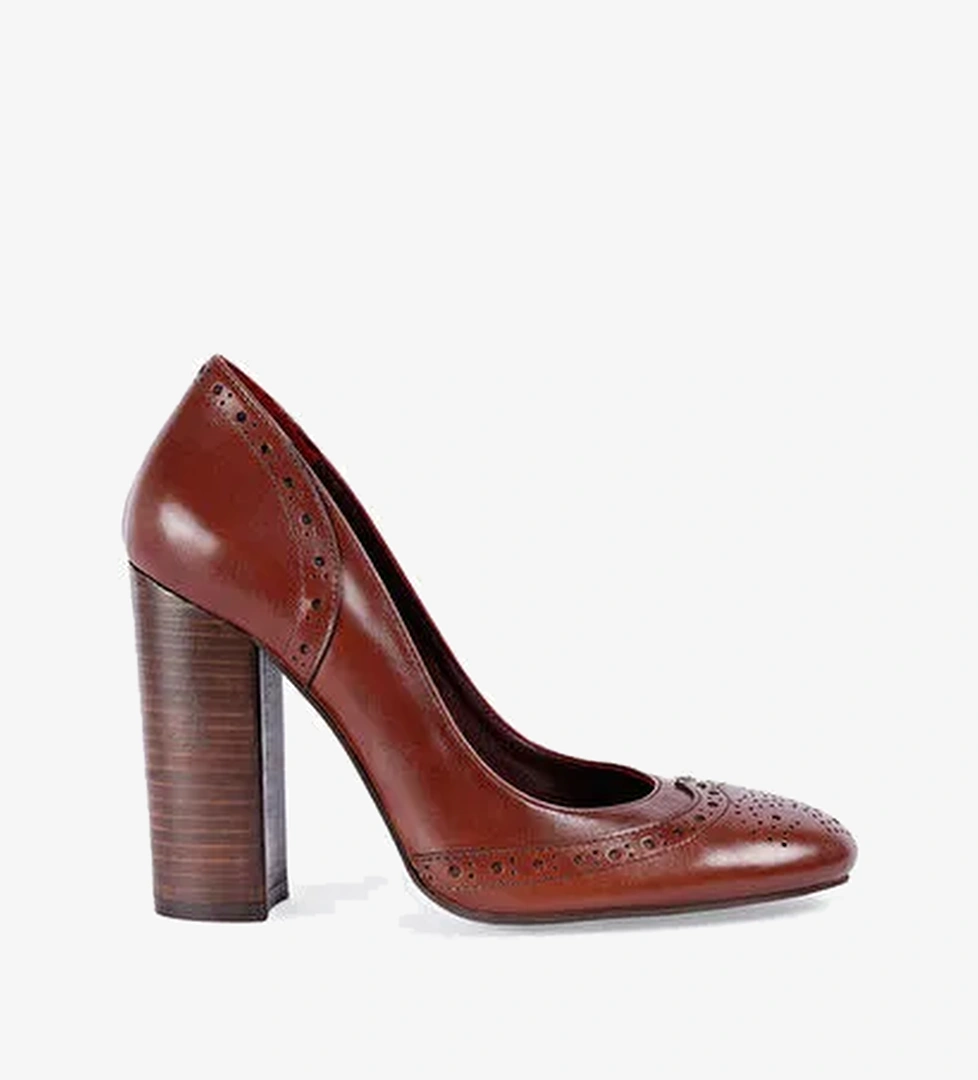 Yargıcı Kahverengi Kadın Deri Topuklu Ayakkabı 23KKAY4506X - Görsel 1