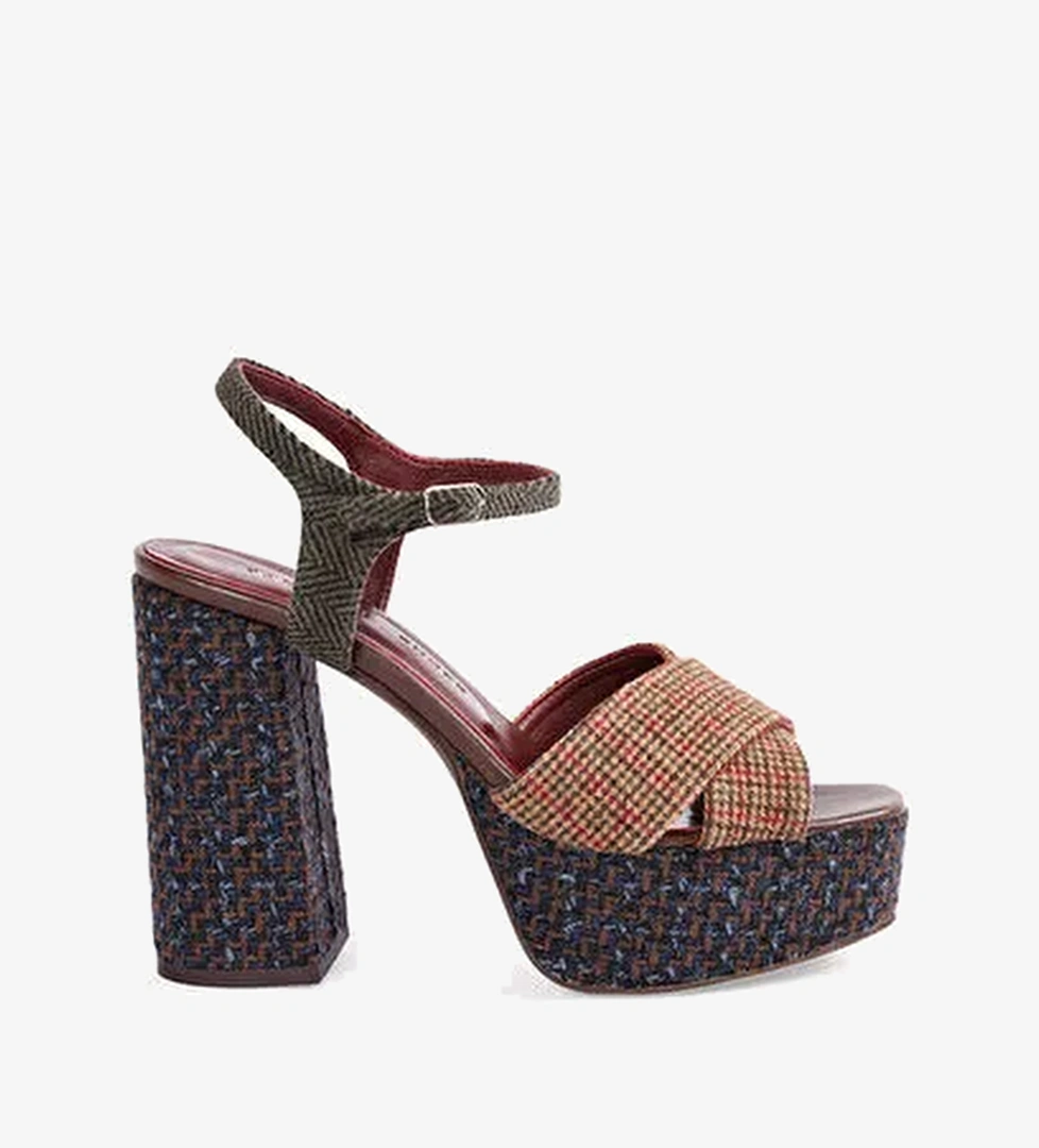 Yargıcı Çok Renkli Kadın Kumaş Topuklu Ayakkabı 23KKAY4495X - Görsel 1