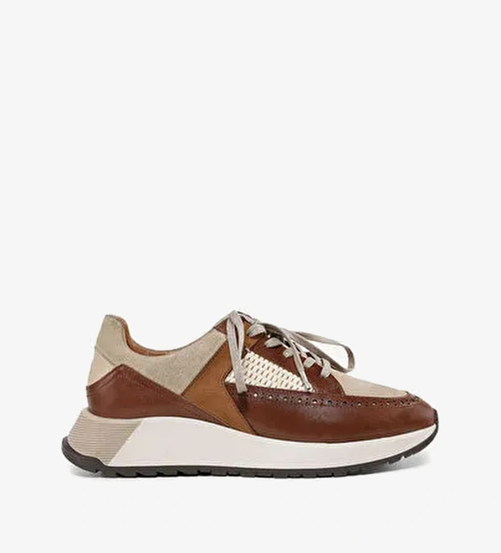 HASIR DETAYLI MASKÜLEN DERİ SNEAKERS - Görsel 1