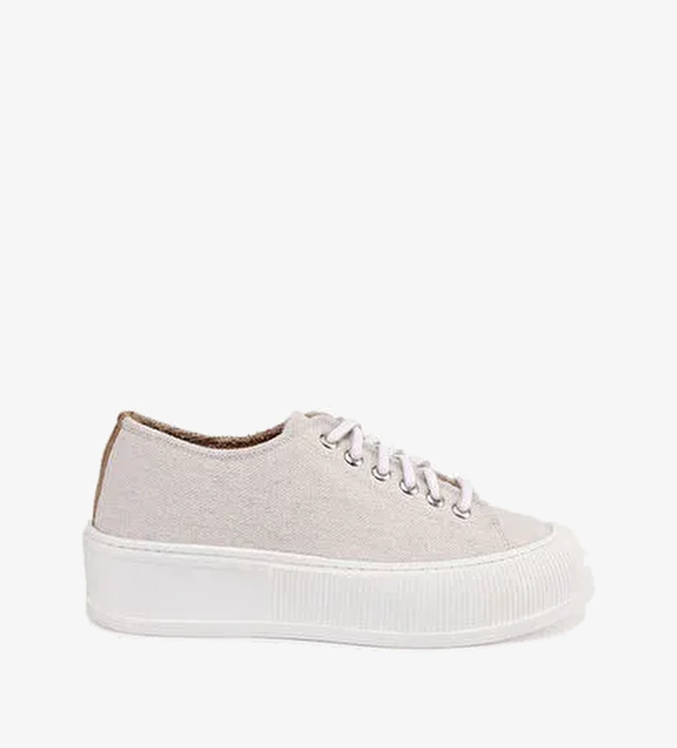 DERİ ASTARLI KANVAS SNEAKERS - Görsel 1