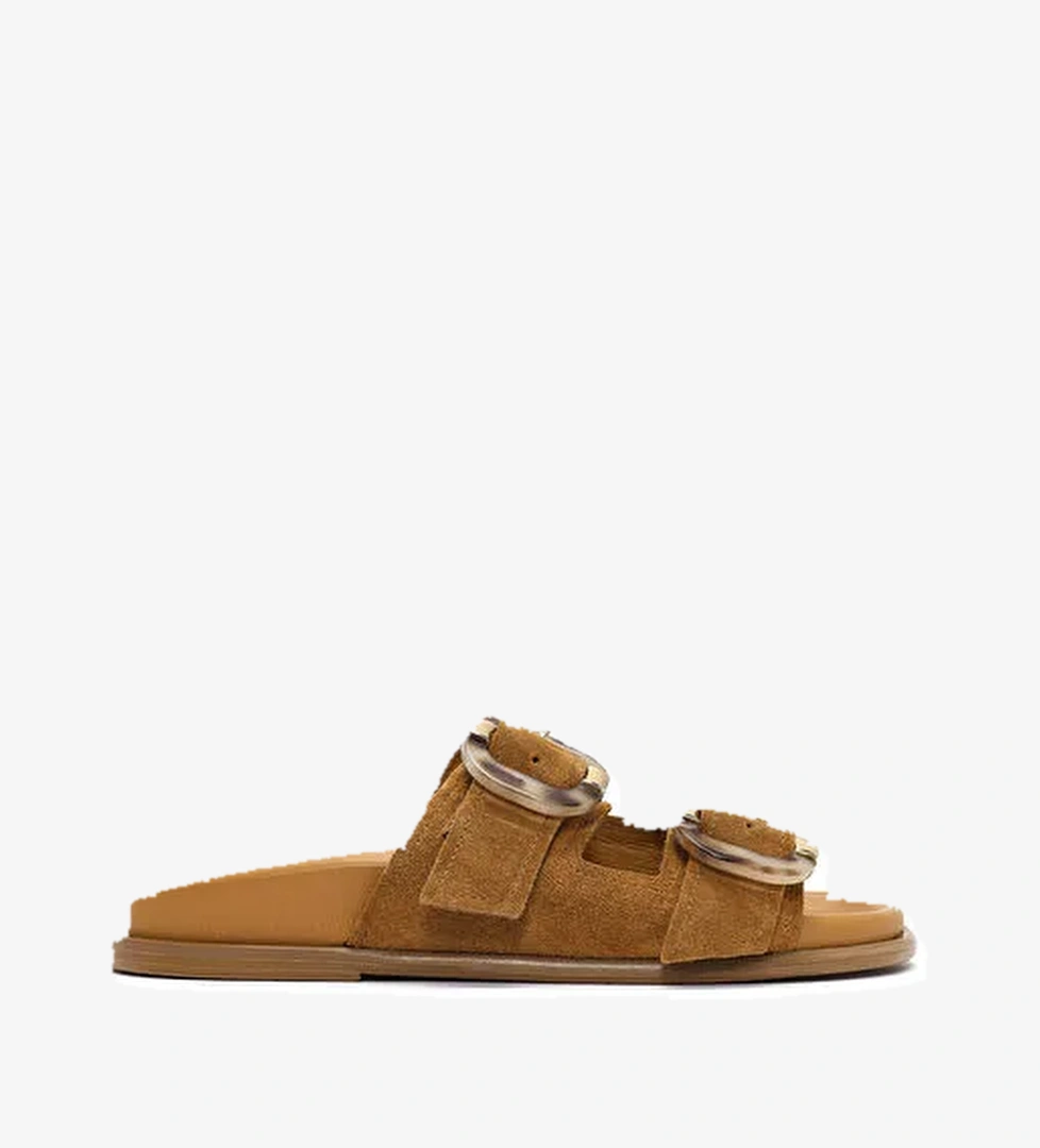 Derimod Taba Kadın Süet Terlik 25SFD200710 - Görsel 1