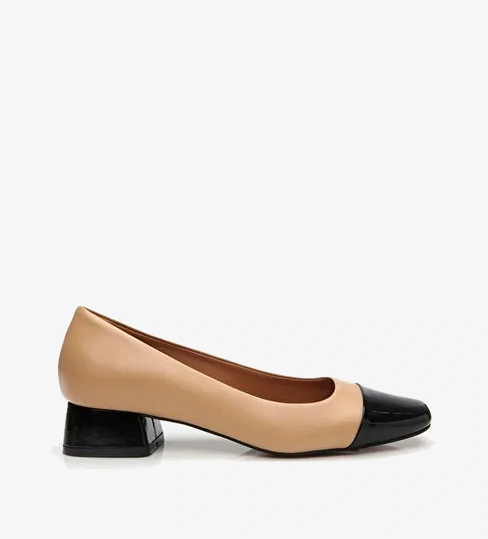 Hotiç Bej-Siyah Kadın Deri Topuklu Ayakkabı 01AYH304310A133 - Görsel 1