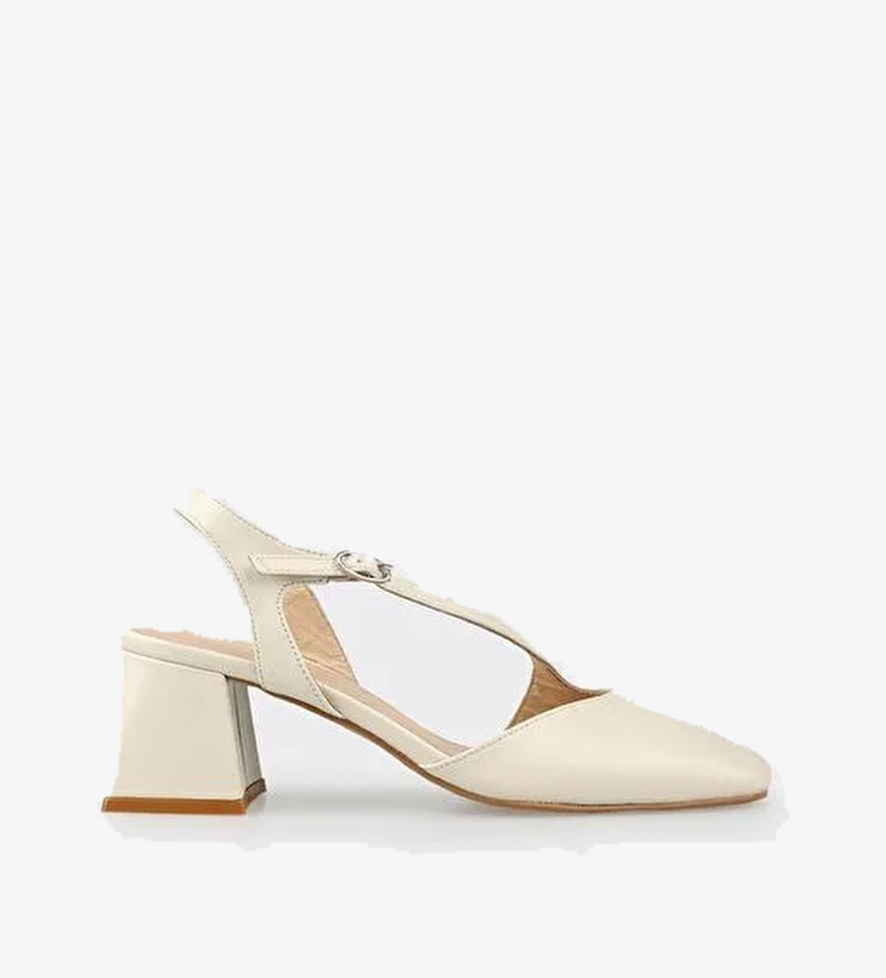 Elle Bej Kadın Deri Topuklu Ayakkabı ARWANA - Görsel 1