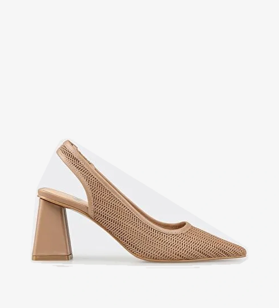 Elle Bej Kadın Deri Topuklu Ayakkabı HEMP-1 - Görsel 1