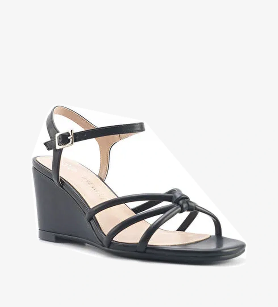 JORGIA 5FX Siyah Kadın Dolgu Topuk Sandalet - Görsel 1