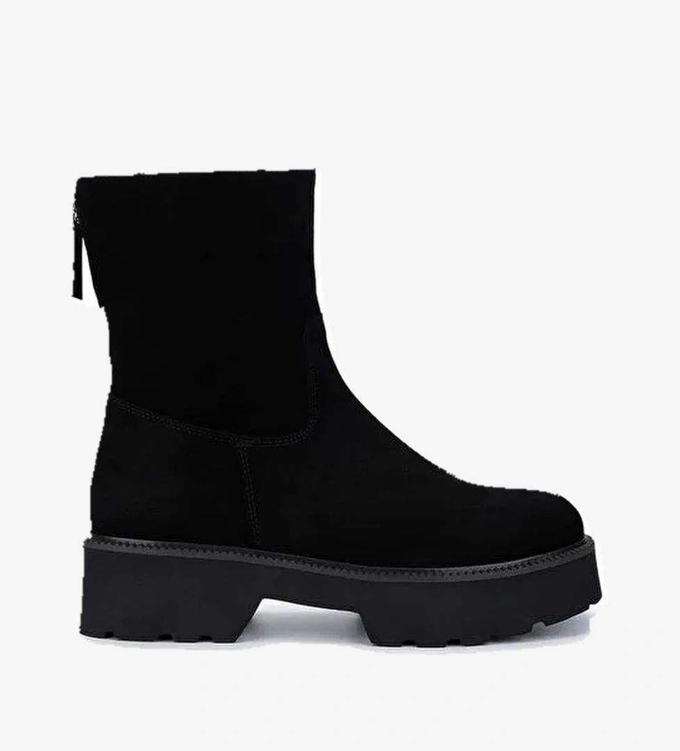 Tamer Tanca Kadın Hakiki Deri Siyah Süet Topuklu Bot - Görsel 1