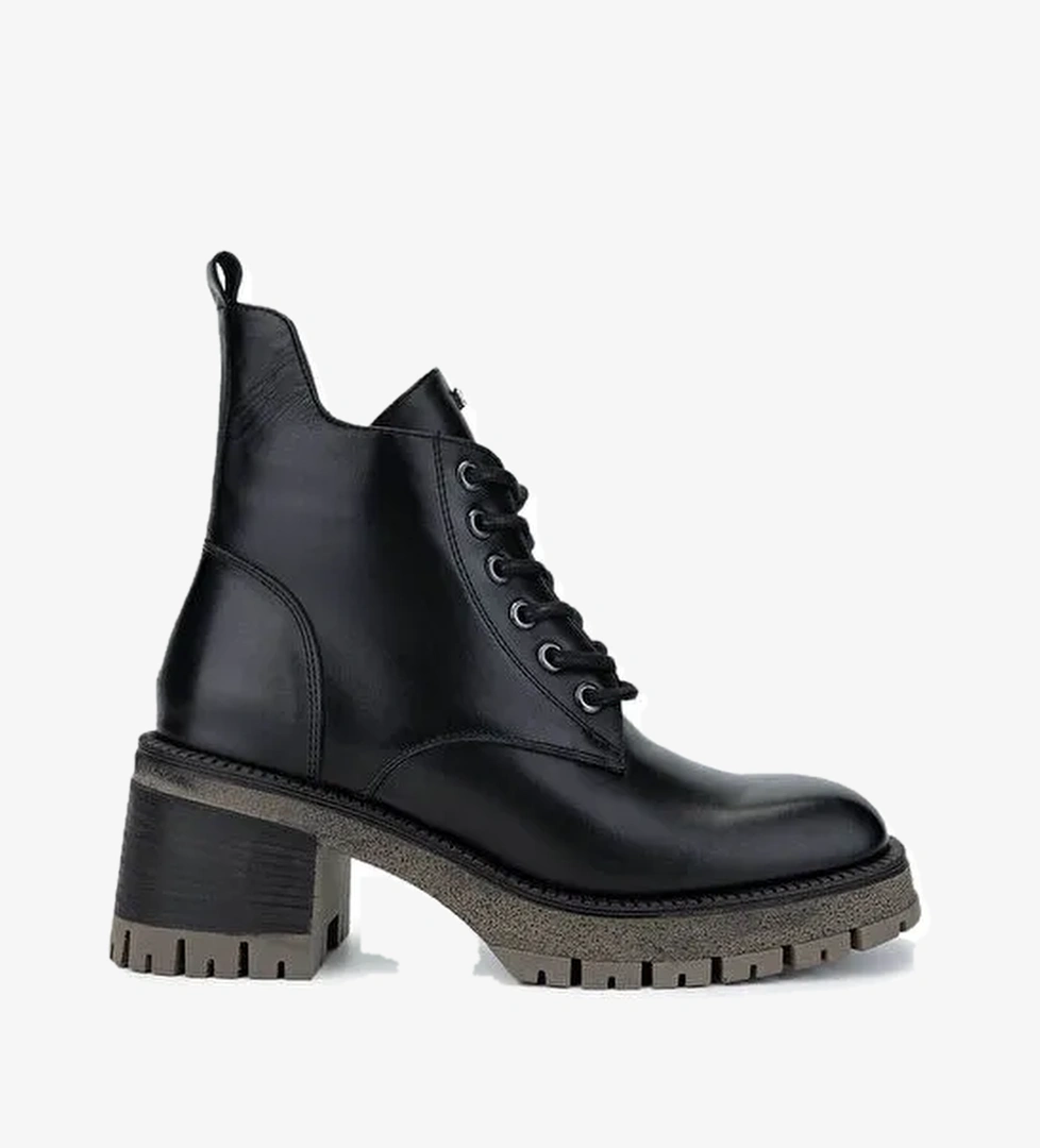 Tamer Tanca Kadın Hakiki Deri Siyah Deri Topuklu Bot - Görsel 1