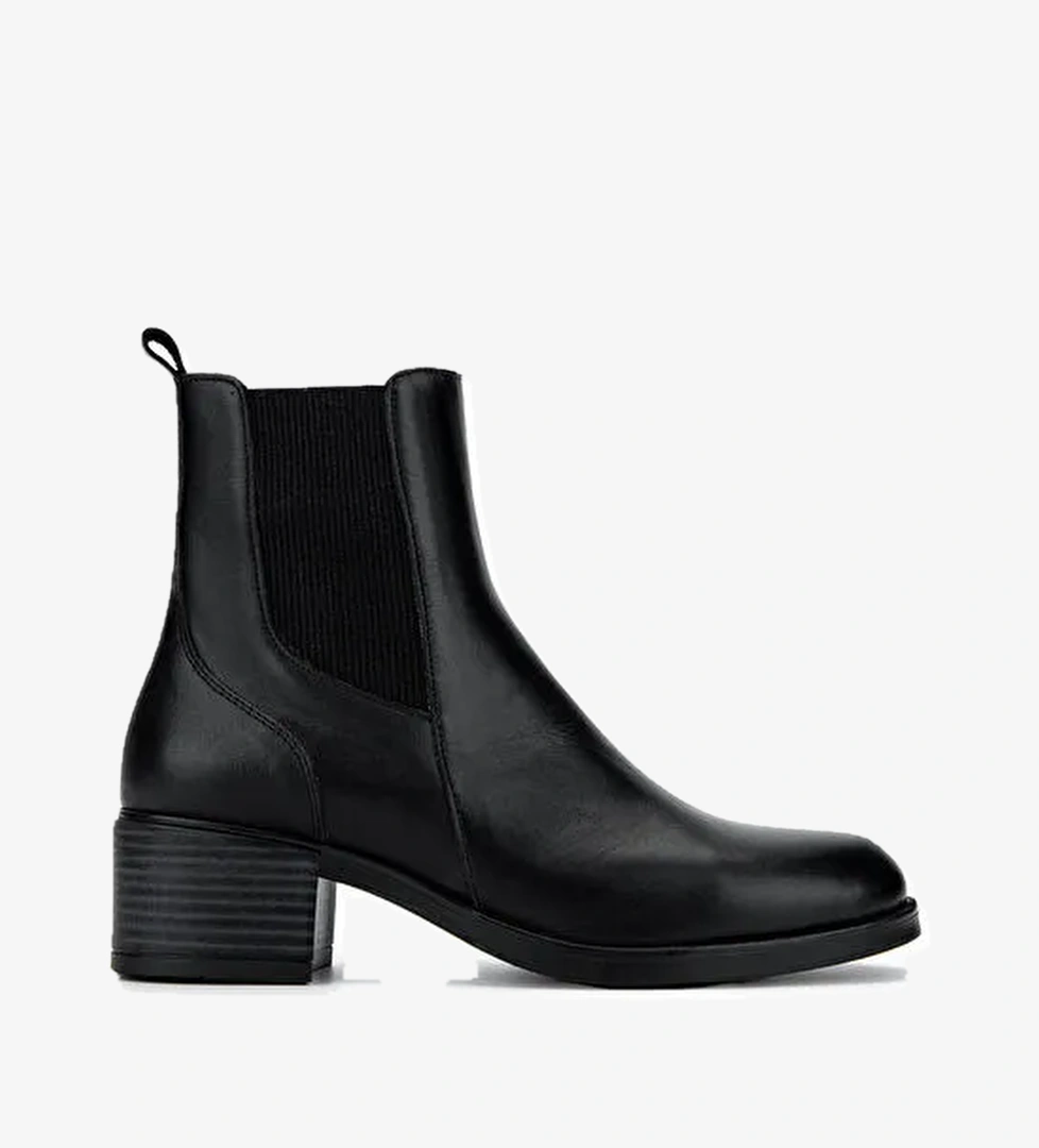 Tamer Tanca Kadın Hakiki Deri Siyah Deri Topuklu Bot - Görsel 1