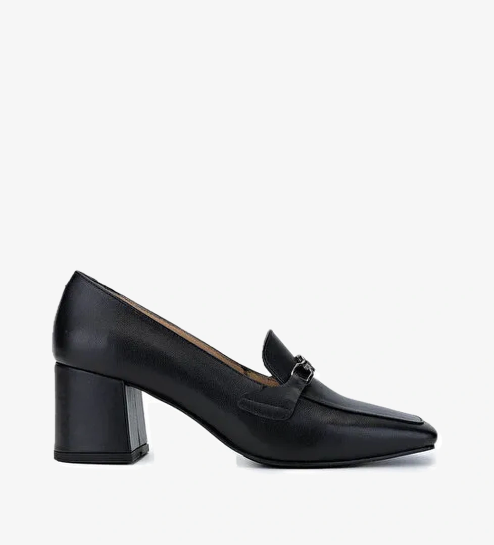 Tamer Tanca Kadın Hakiki Deri Siyah Deri Topuklu Ayakkabı - Görsel 1