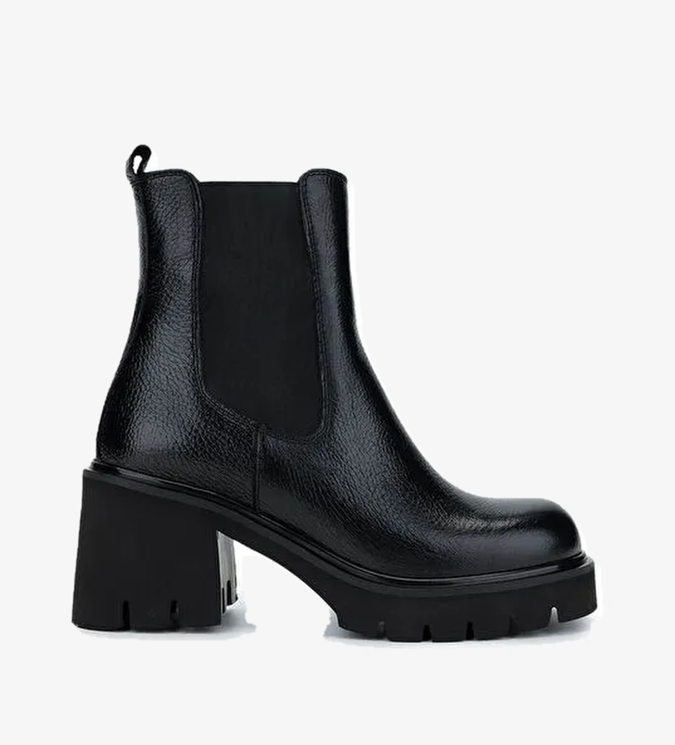 Tamer Tanca Kadın Hakiki Deri Siyah Floter Casual Bot - Görsel 1