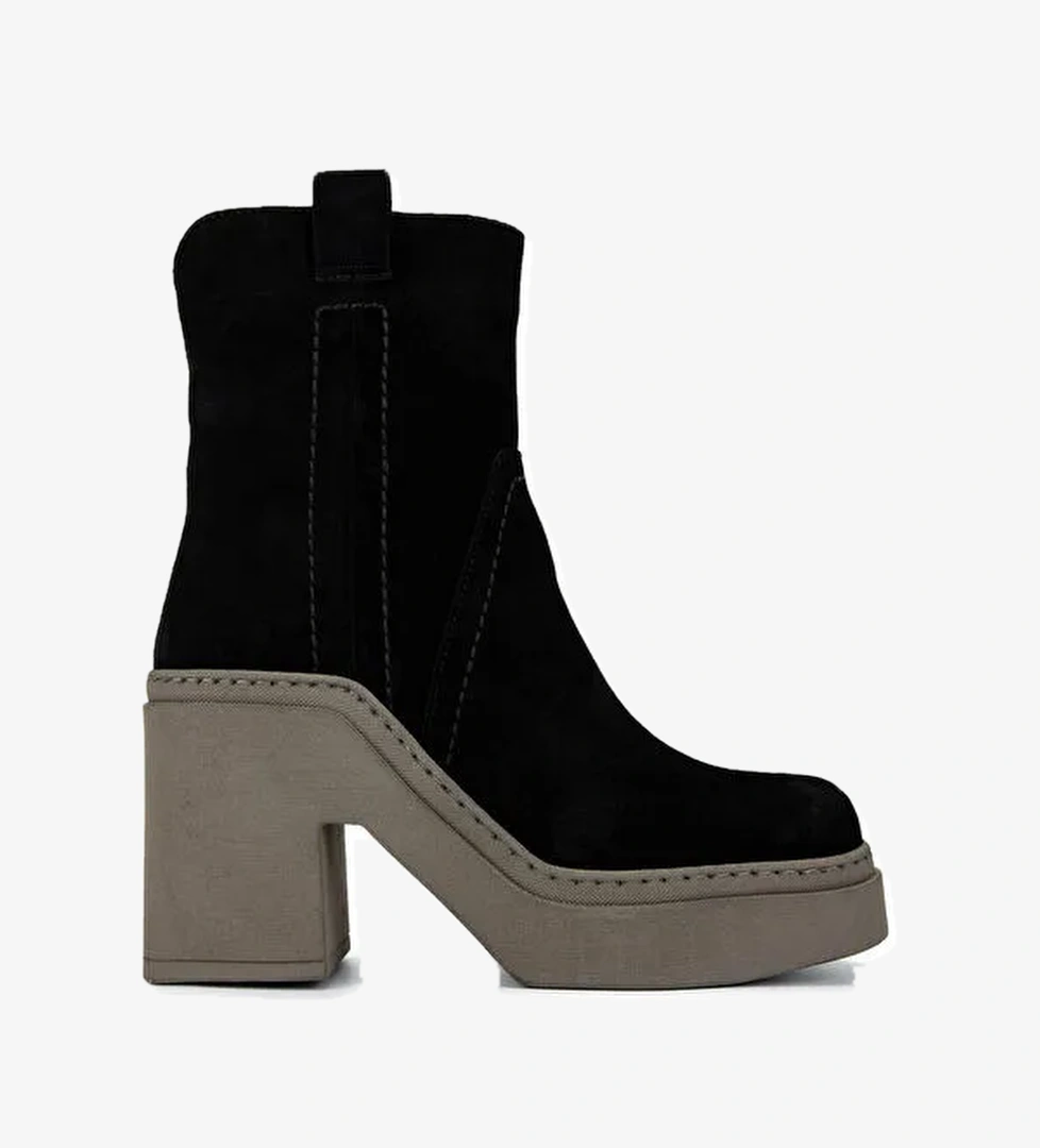 Tamer Tanca Kadın Hakiki Deri Siyah/Haki Casual Bot - Görsel 1