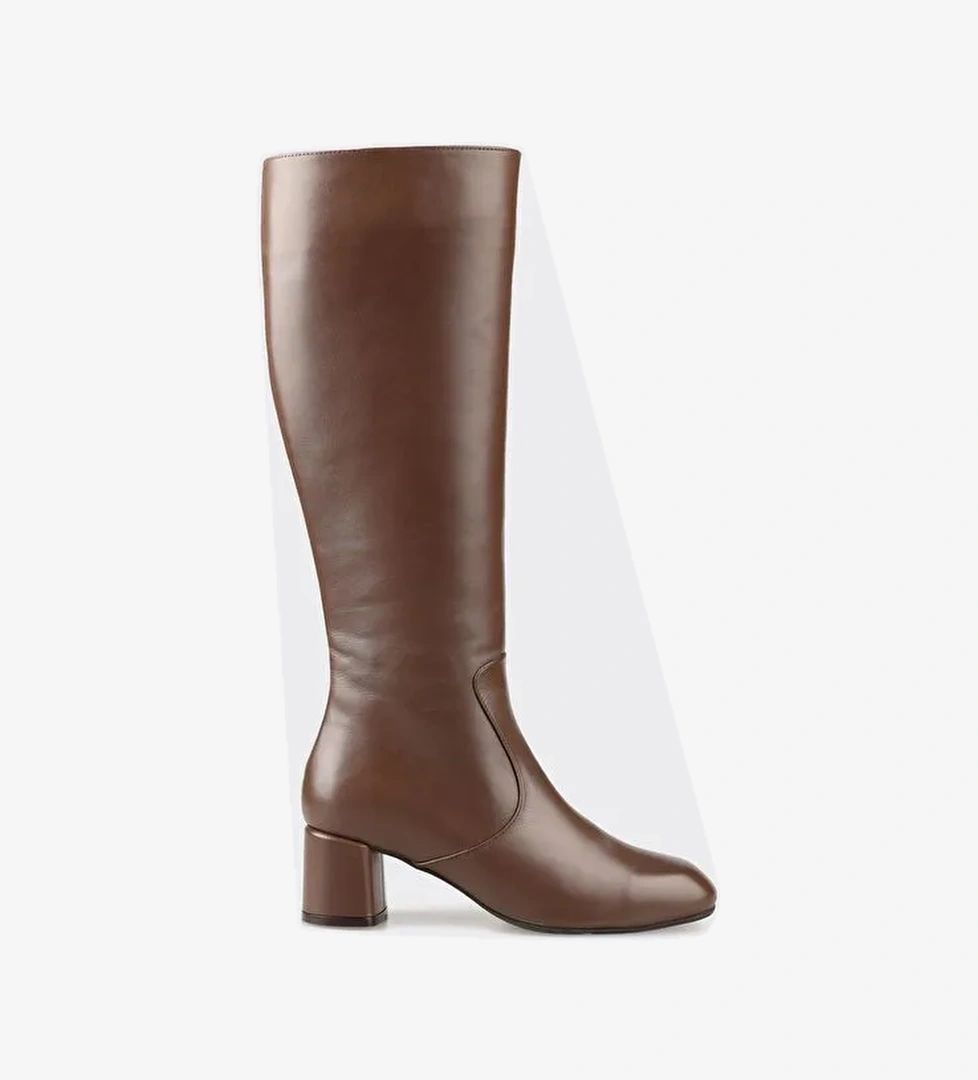 Kahve Deri Kadın Çizme - Görsel 1