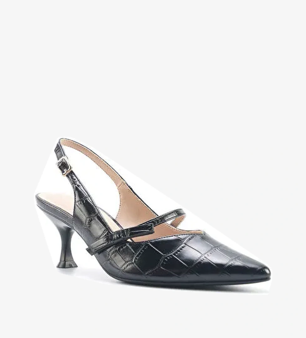 LUBAN 5FX Siyah Kadın Topuklu Ayakkabı - Görsel 1