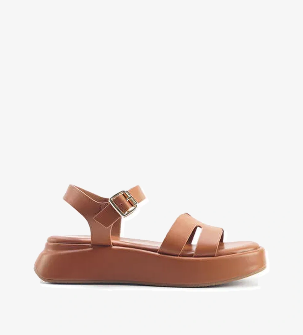 VELART 5FX Taba Kadın Kalın Taban Sandalet - Görsel 1