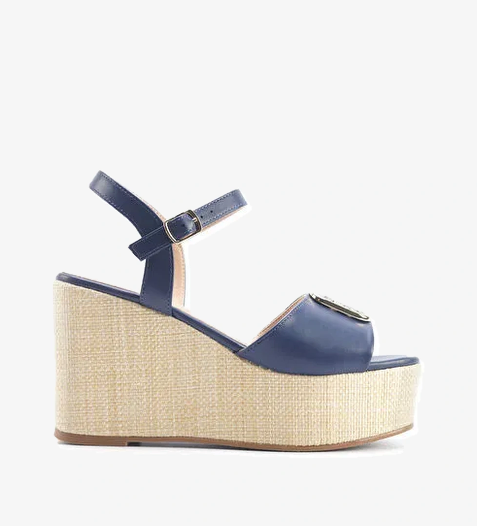 MONNI 5FX Lacivert Kadın Dolgu Topuk Sandalet - Görsel 1