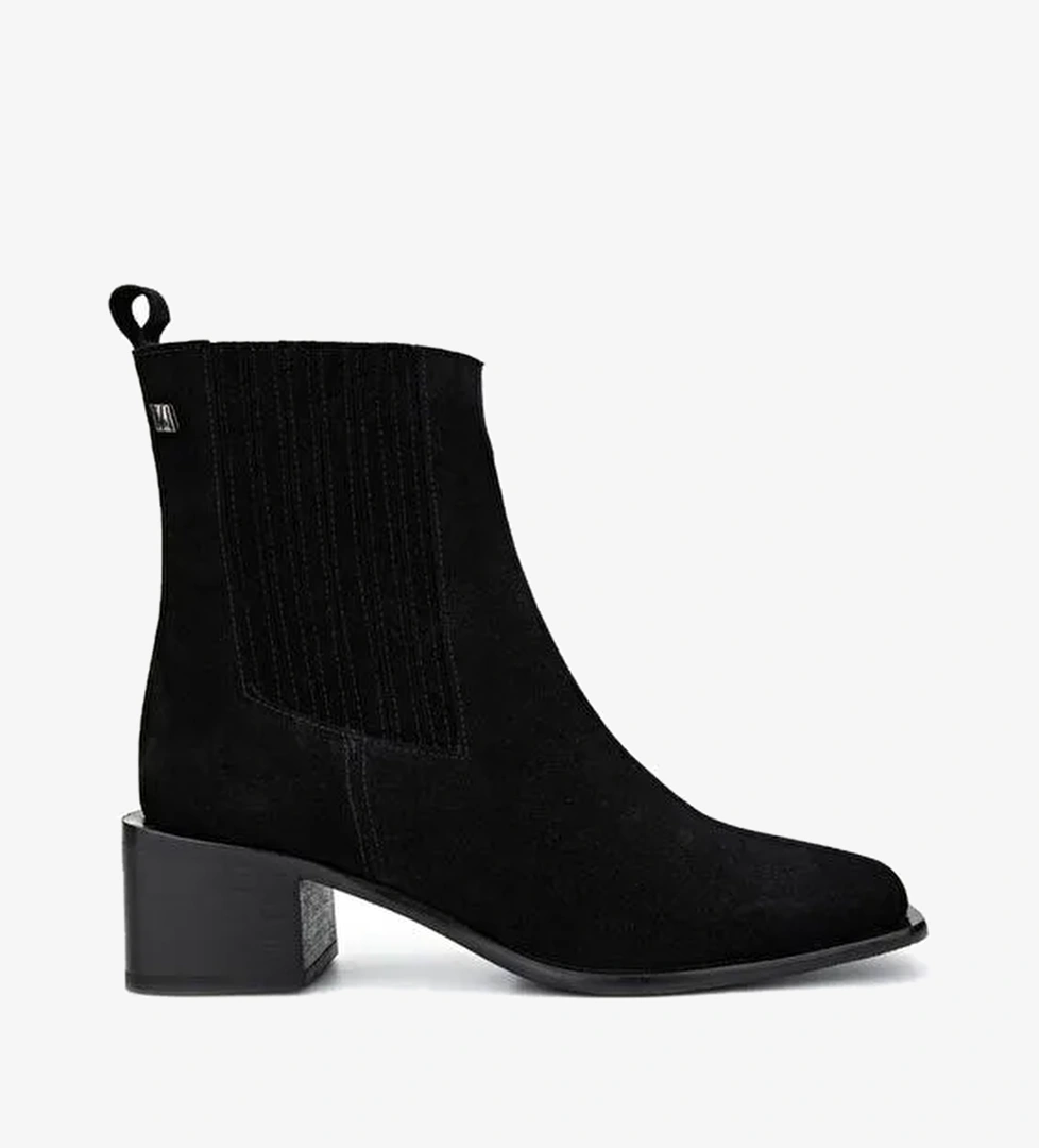 Valmenti Kadın Hakiki Deri Siyah Süet Casual Bot - Görsel 1