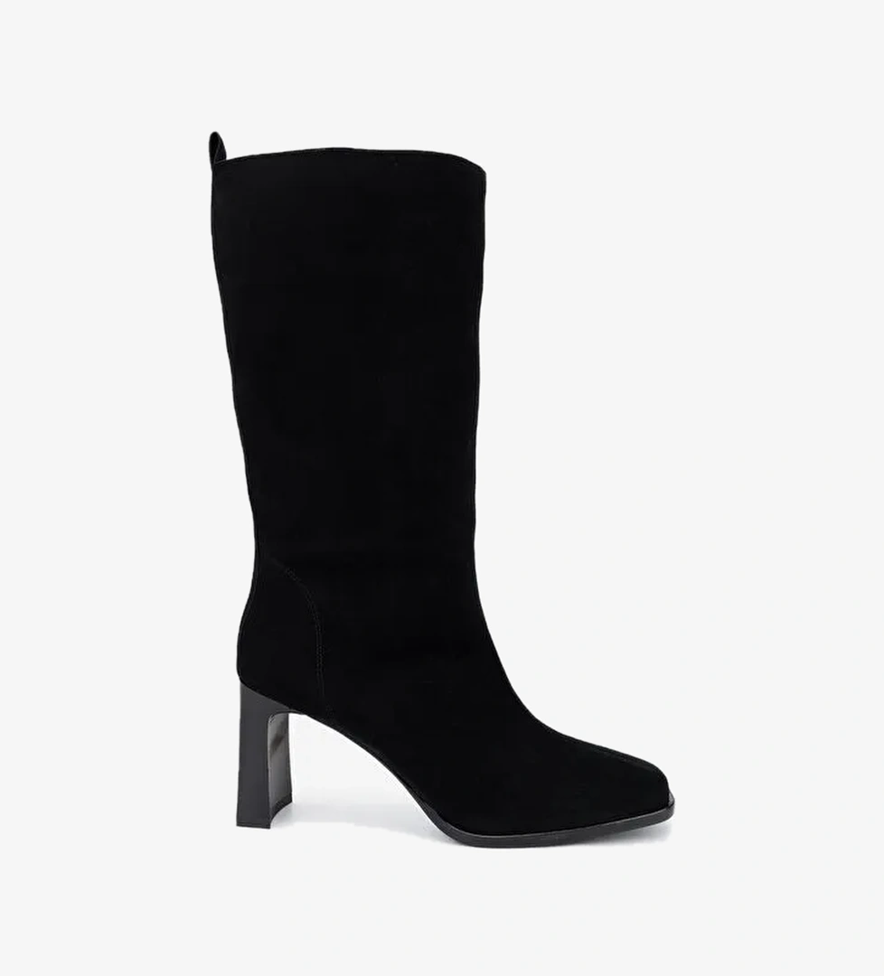 Valmenti Kadın . Siyah Süet Topuklu Çizme - Görsel 1