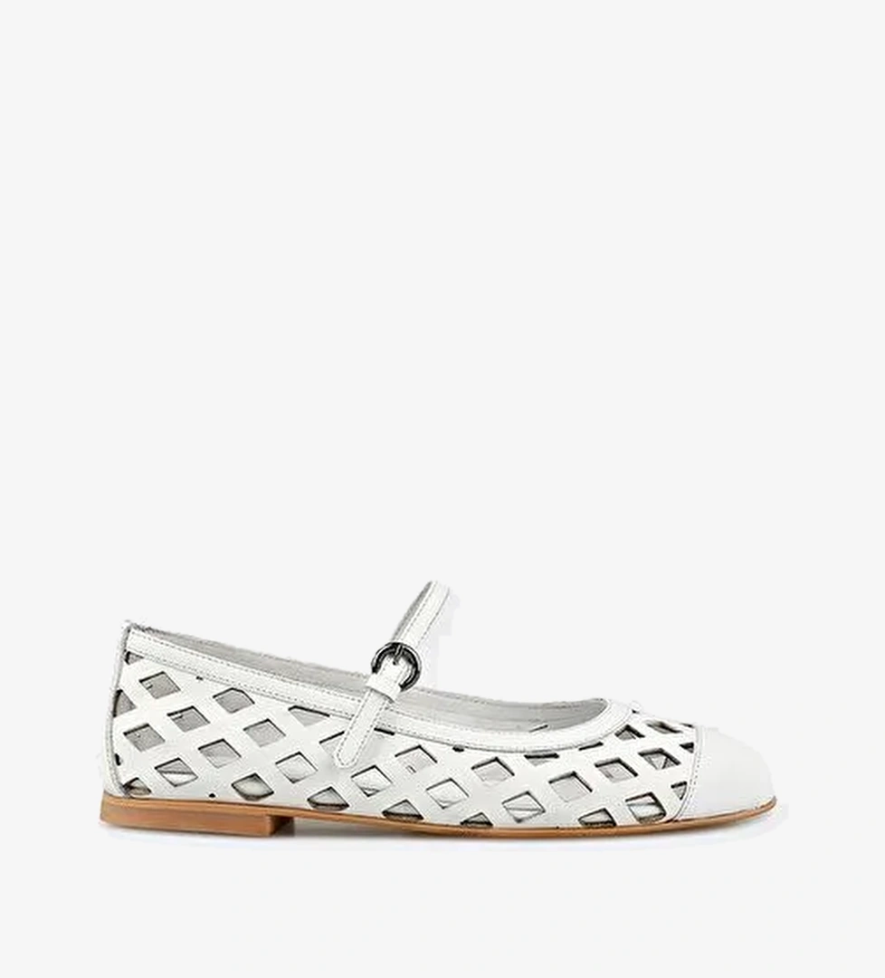 Elle Siyah Kadın Deri Babet DEFOX - Görsel 1