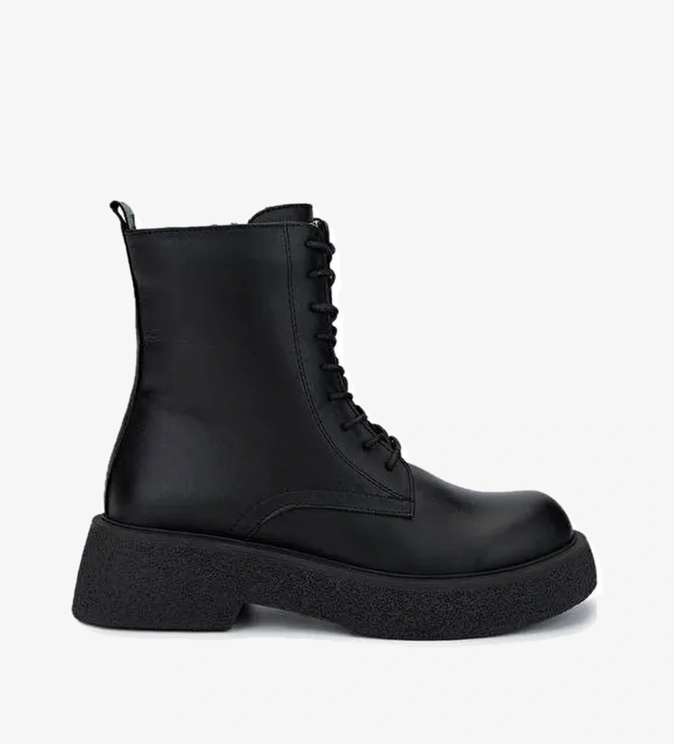 Tamer Tanca Kadın Hakiki Deri Siyah Deri Casual Bot - Görsel 1