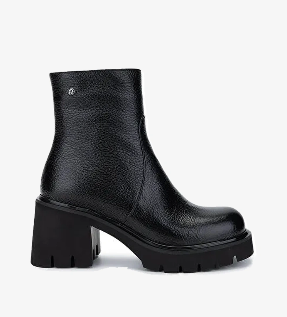 Tamer Tanca Kadın Hakiki Deri Siyah Floter Casual Bot - Görsel 1