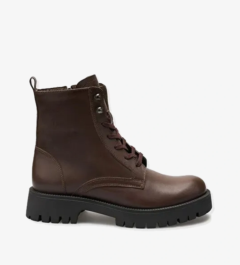 %100 Hakiki Deri Kahverengi Kadın Postal - Görsel 1