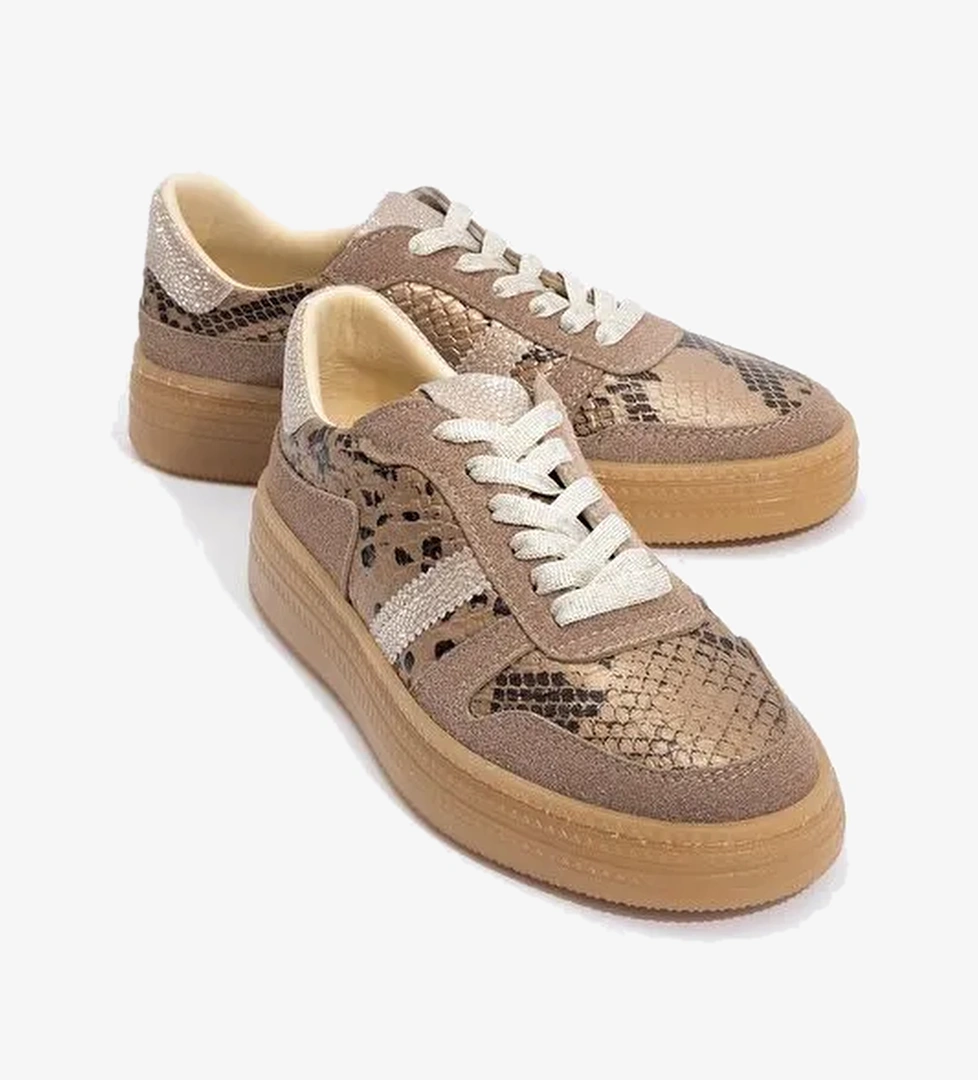 REXİE Altın Desenli Simli Kadın Spor Ayakkabı - Görsel 1