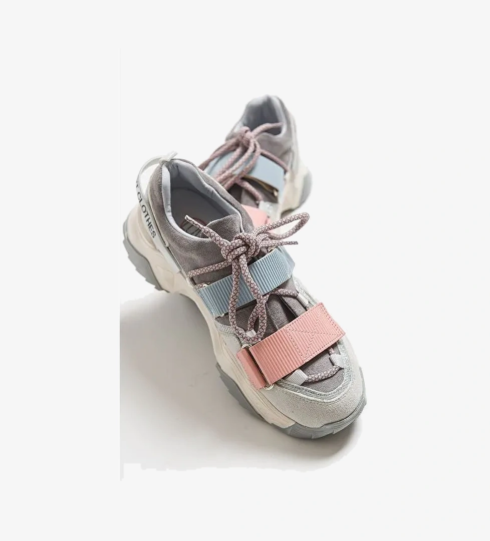 LULEN Buz Multi Sim Yazılı Cırtlı Kadın Spor Sneakers - Görsel 1