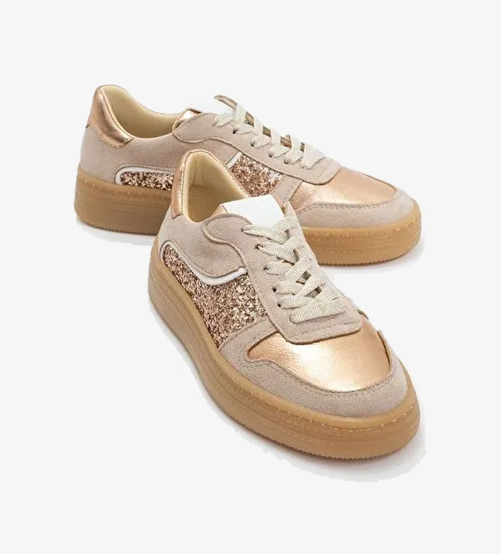 FELİPE Bej Cam Kırığı Kadın Spor Ayakkabı - Görsel 1