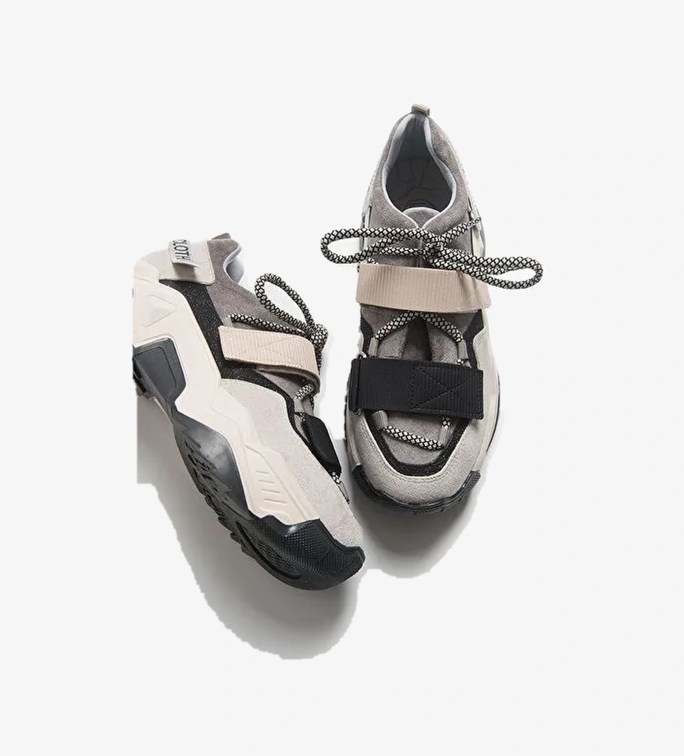 LULEN Siyah Vizon Sim Yazılı Cırtlı Kadın Spor Sneakers - Görsel 1