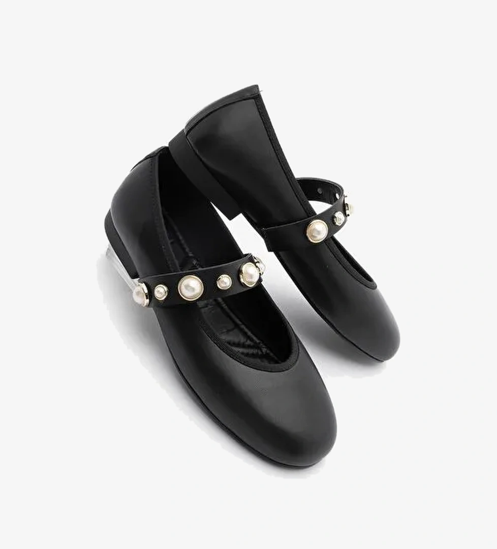 Kadın İncili Bantlı Babet Vesma Siyah - Görsel 1