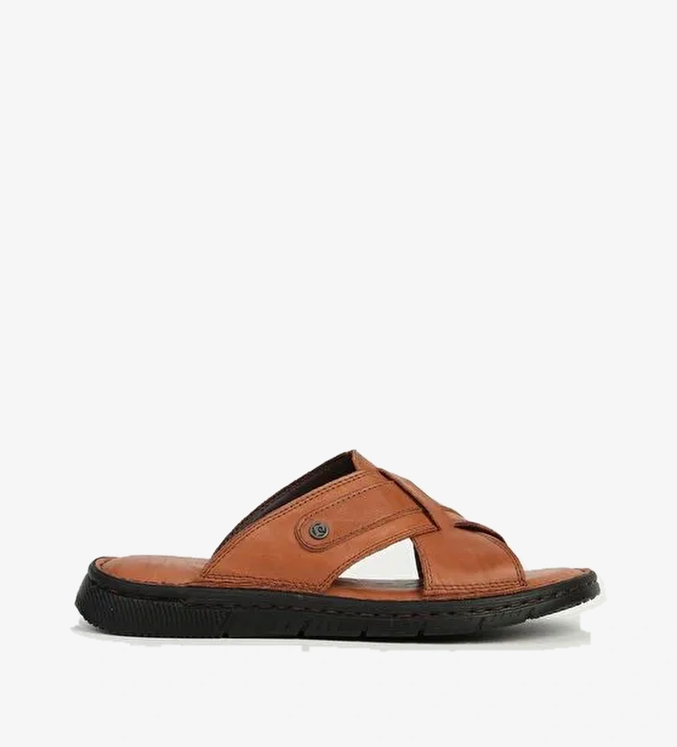 Pierre Cardin Hakiki Deri Taba Erkek Terlik PC-7460 - Görsel 1