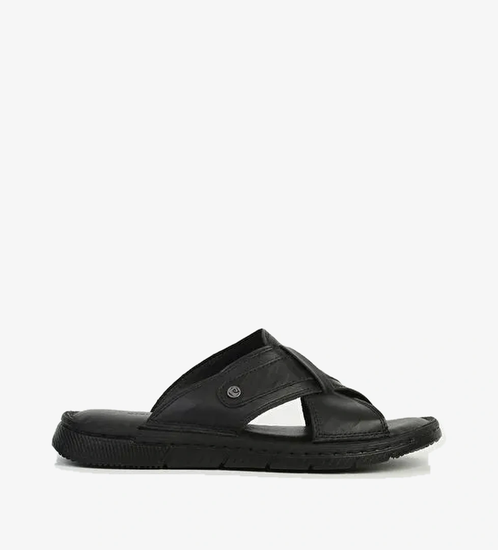 Pierre Cardin Hakiki Deri Erkek Siyah Terlik PC-7460 - Görsel 1