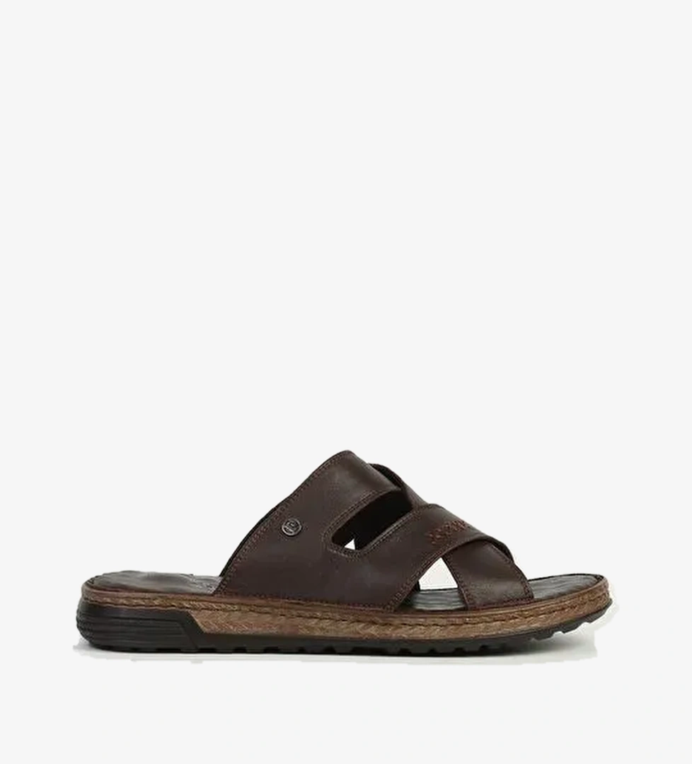 Pierre Cardin Hakiki Deri Erkek Kahve Terlik PC-7442 - Görsel 1
