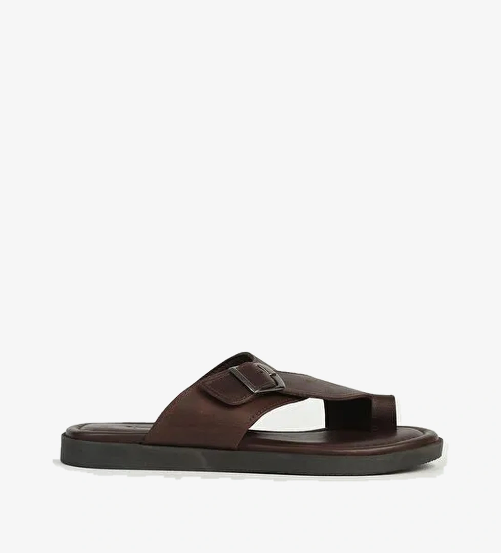 Pierre Cardin Deri Kahve Erkek Terlik PC-7346 - Görsel 1