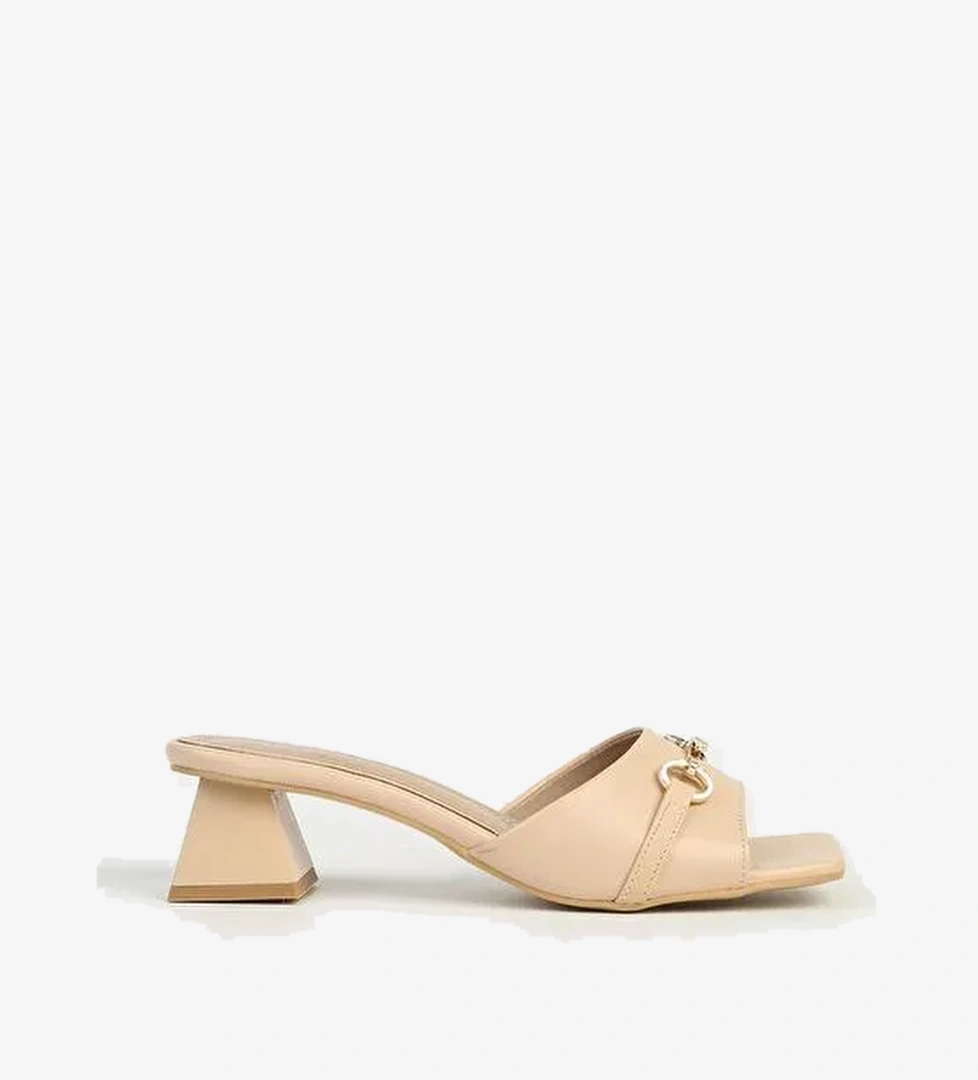 Pierre Cardin Krem Kadın Topuklu Terlik PC-54709 - Görsel 1