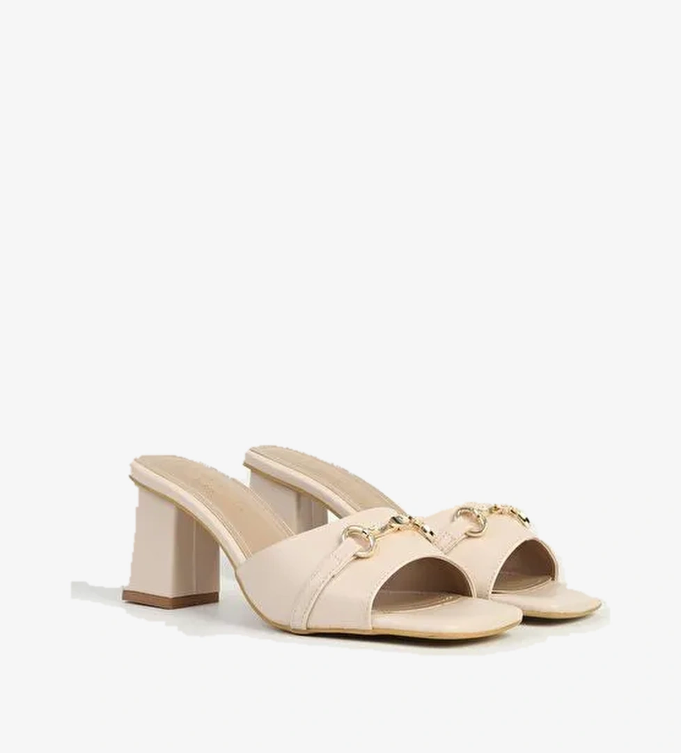 Pierre Cardin Kadın Krem Topuklu Terlik PC-54726 - Görsel 1