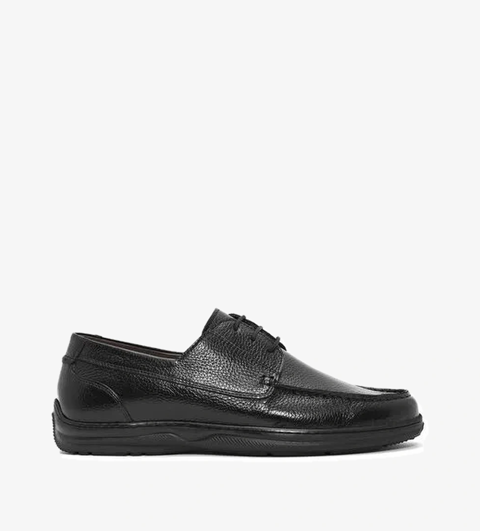Erkek Siyah Bağcıklı Deri Casual Loafer 25SFD6030FT - Görsel 1