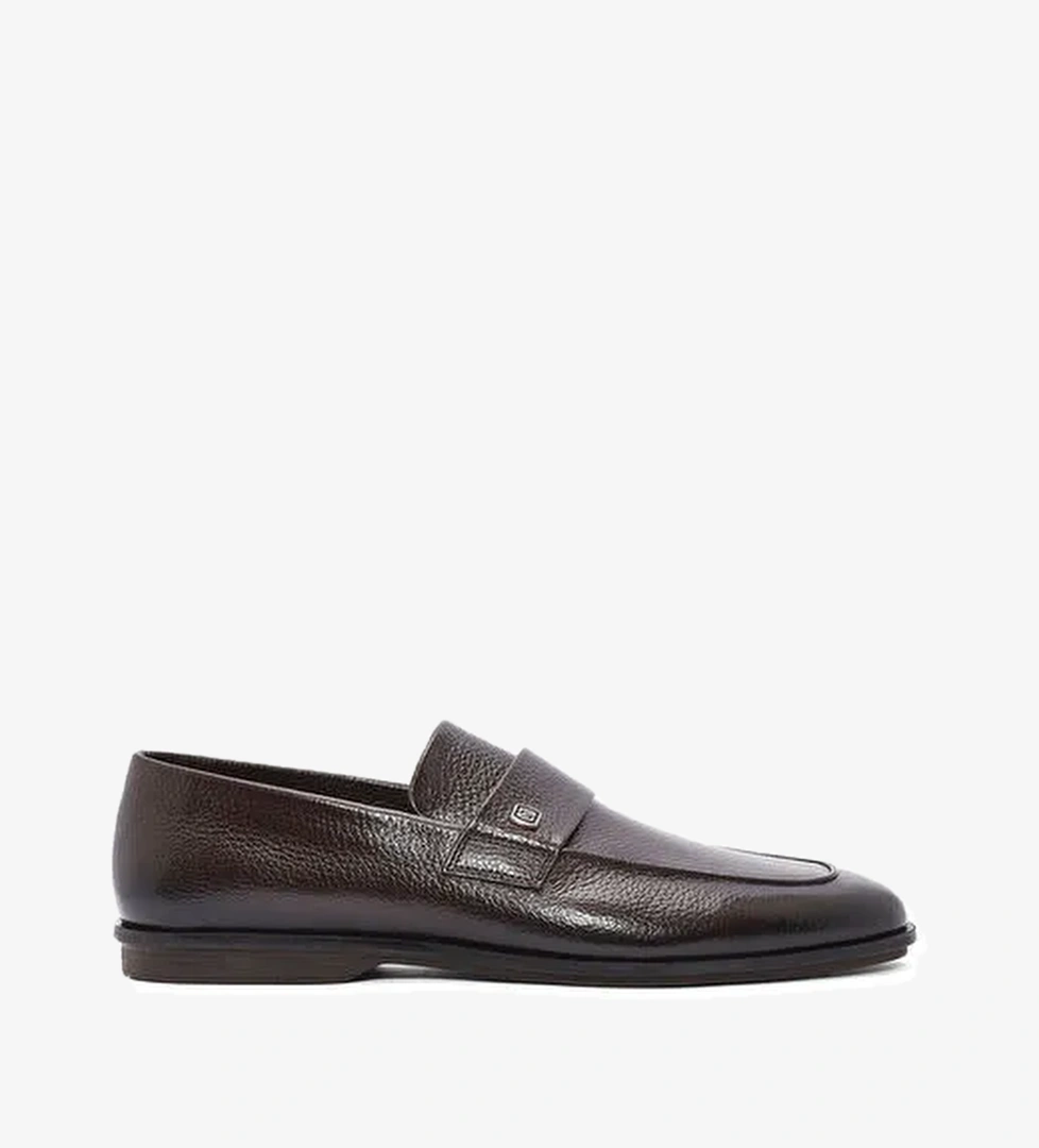 Erkek Kahverengi Deri Casual Loafer 25SFD6025FT - Görsel 1