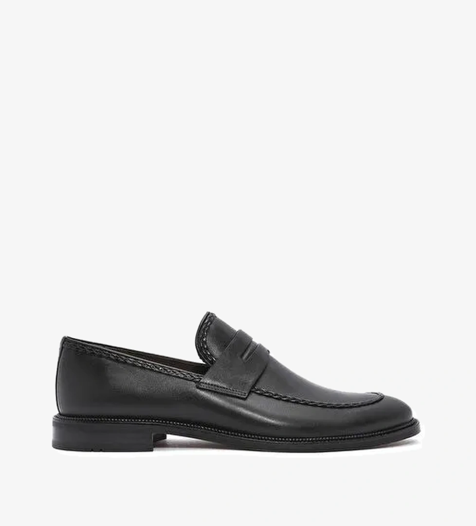 Erkek Siyah Deri Klasik Loafer 25SFD602118 - Görsel 1