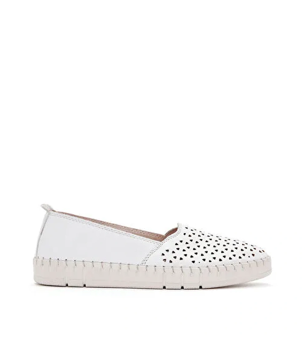 Kadın Beyaz Deri Comfort Loafer 25SFD500418 - Görsel 1