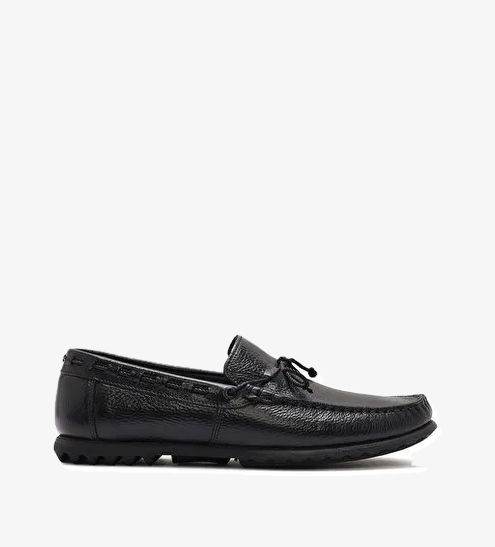 Erkek Siyah Deri Casual Loafer 25SFD6302FT - Görsel 1