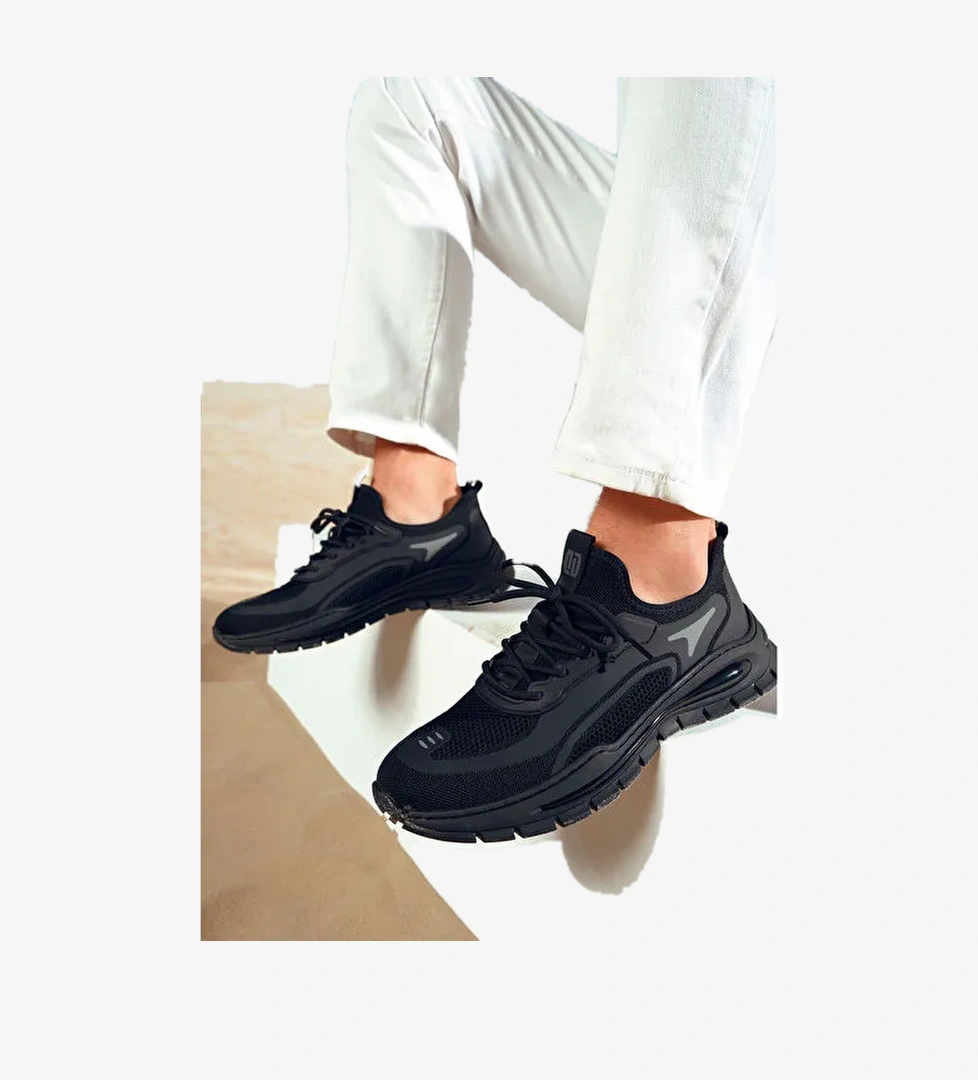 Derimod Zero Erkek Siyah Bağcıklı Kumaş Sneaker 25SFD69156F - Görsel 1
