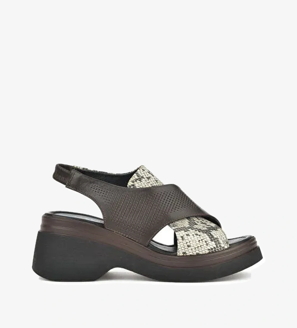 Ziya, Kadın Hakiki Deri Topuklu Sandalet 151992Z64001 Kahve - Görsel 1