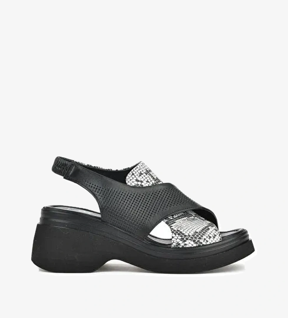 Ziya, Kadın Hakiki Deri Topuklu Sandalet 151992Z64001 Siyah - Görsel 1