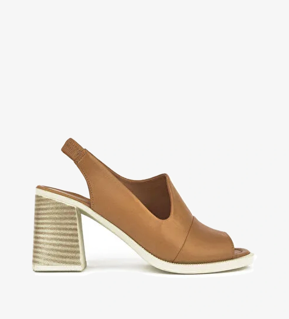 Ziya, Kadın Hakiki Deri Topuklu Sandalet 151992Z54004 Taba - Görsel 1