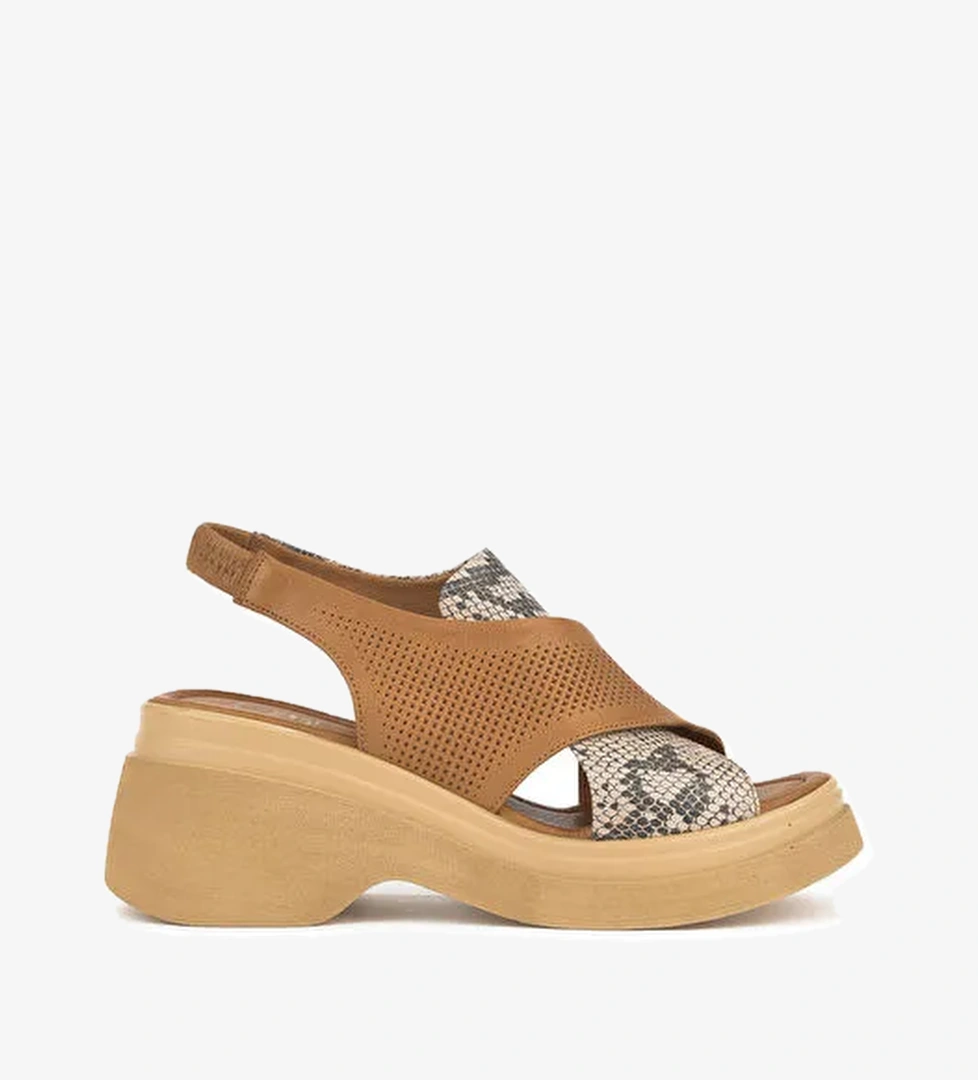 Ziya, Kadın Hakiki Deri Topuklu Sandalet 151992Z64001 Taba - Görsel 1