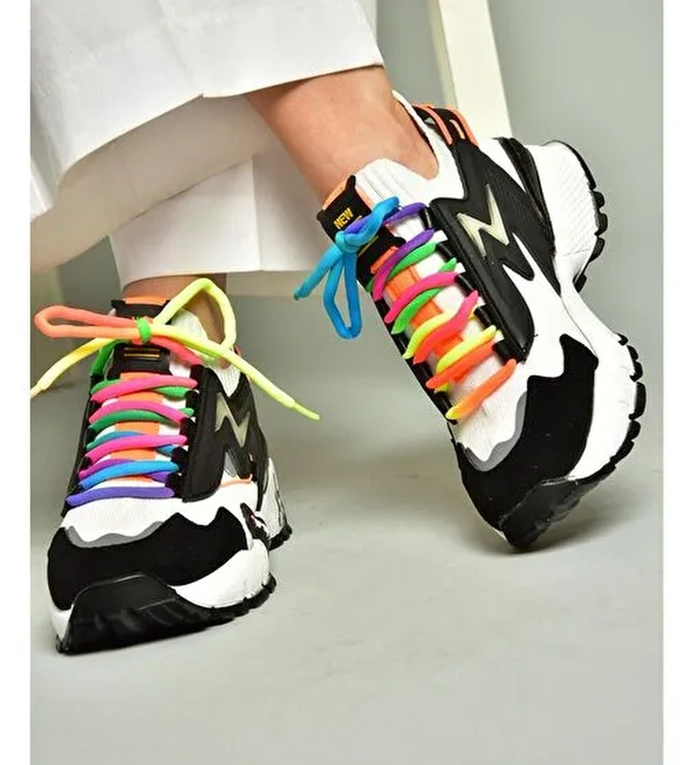 U602602502 Siyah/Beyaz Süet Kadın Spor Ayakkabı Sneakers - Görsel 1