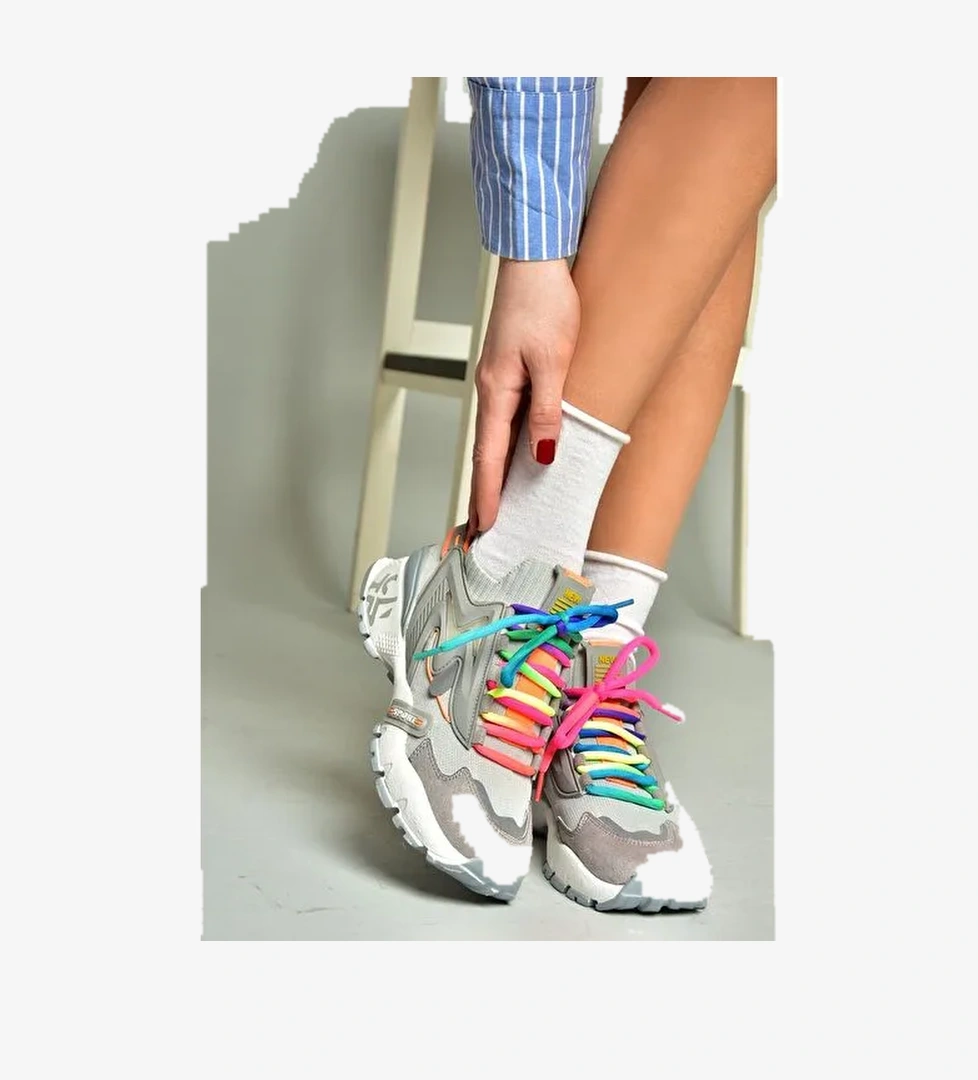 U602602502 Gri Süet Kadın Spor Ayakkabı Sneakers - Görsel 1