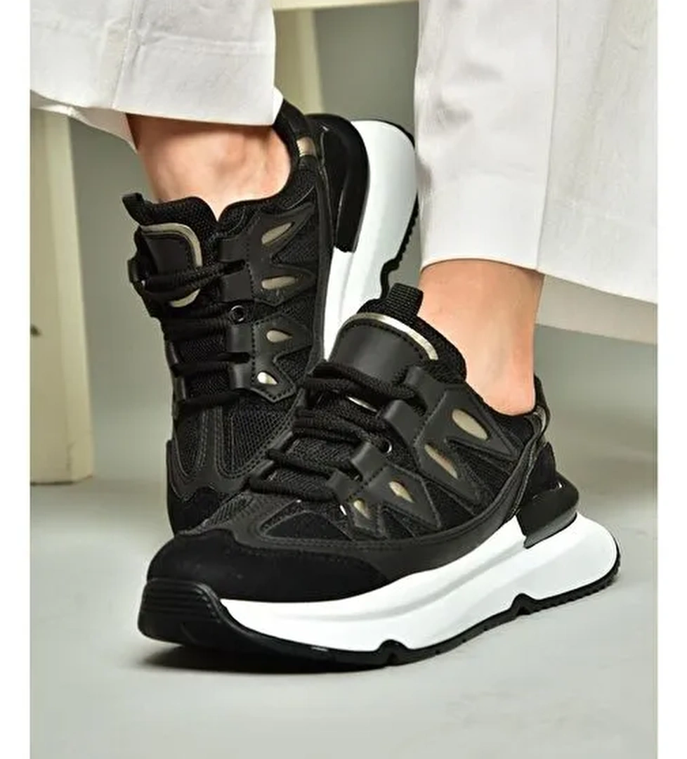 U973501004 Siyah Kumaş Spor Ayakkabı Sneakers - Görsel 1