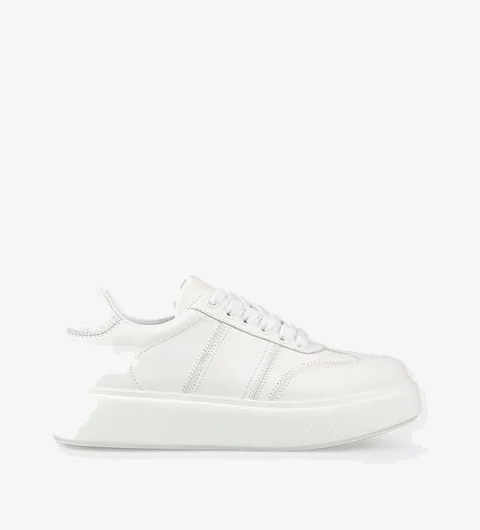 Beyaz Deri Kadın Spor Ayakkabı - Görsel 1